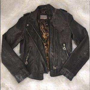 Olive leather moto jacket